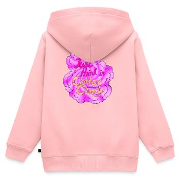 Cotton Candy Thinking swirl - Kinder Premium Organic Zip Hoodie - Rosa - Hinten - AI Model Kid Female (0cm)