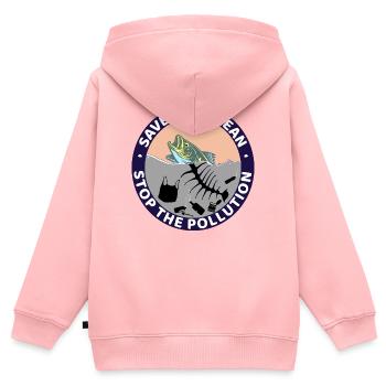 Retten Sie unseren Ozean - Kinder Premium Organic Zip Hoodie - Rosa - Hinten - AI Model Kid Female (0cm)