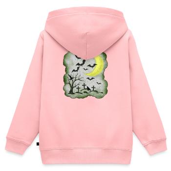 NachtMotiv gräber und Fledermäuse - Kinder Premium Organic Zip Hoodie - Rosa - Hinten - AI Model Kid Female (0cm)