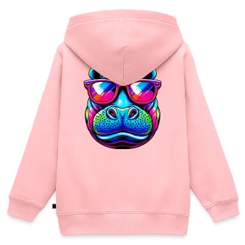 Nilpferd - Kinder Premium Organic Zip Hoodie - Rosa - Hinten - AI Model Kid Female (0cm)