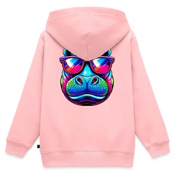 Nilpferd - Kinder Premium Organic Zip Hoodie - Rosa - Hinten - AI Model Kid Female (0cm)