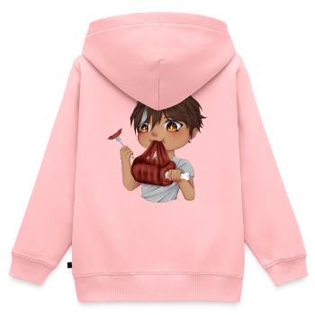 Gourmet Chibi - Kinder Premium Organic Zip Hoodie - Rosa - Hinten - AI Model Kid Female (0cm)