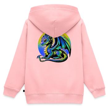 Drache - Kinder Premium Organic Zip Hoodie - Rosa - Hinten - AI Model Kid Female (0cm)