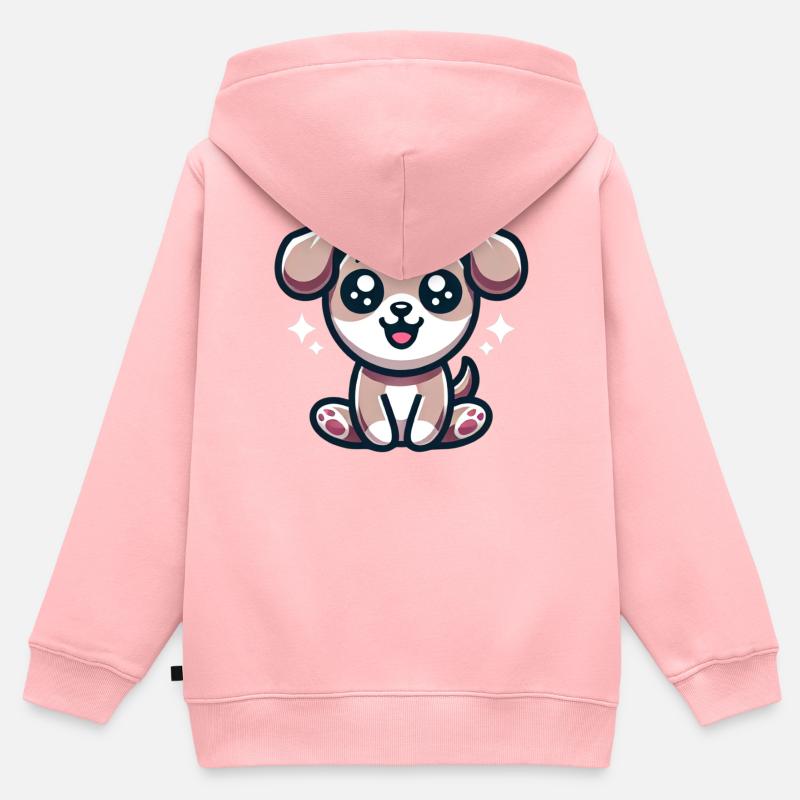 cute dog - Sweat Premium à capuche zippé enfant bio - rose