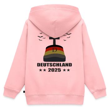 Tombe en Allemagne 2025 - Sweat Premium à capuche zippé enfant bio - rose - Dos - AI Model Kid Female (0cm)