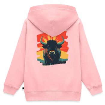 Büffel - Kinder Premium Organic Zip Hoodie - Rosa - Hinten - AI Model Kid Female (0cm)
