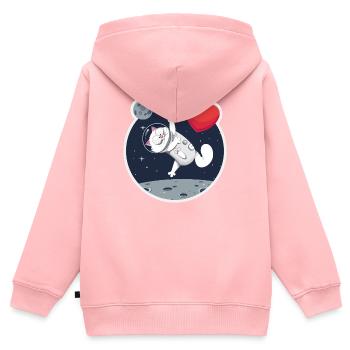 Einsame Astronautin Katze fängt Herz - Kinder Premium Organic Zip Hoodie - Rosa - Hinten - AI Model Kid Female (0cm)