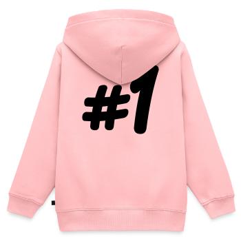 Numéro 1 # - Sweat Premium à capuche zippé enfant bio - rose - Dos - AI Model Kid Female (0cm)