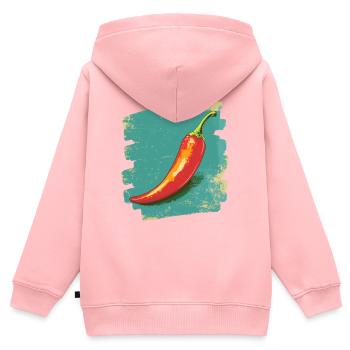 Chili - Kinder Premium Organic Zip Hoodie - Rosa - Hinten - AI Model Kid Female (0cm)