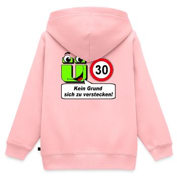 30. Geburtstag ,Ü30 Kein Grund sich zu verstecken - Kinder Premium Organic Zip Hoodie - Rosa - Hinten - AI Model Kid Female (0cm)