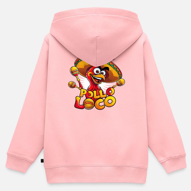 Pollo Loco - Sweat Premium à capuche zippé enfant bio - rose