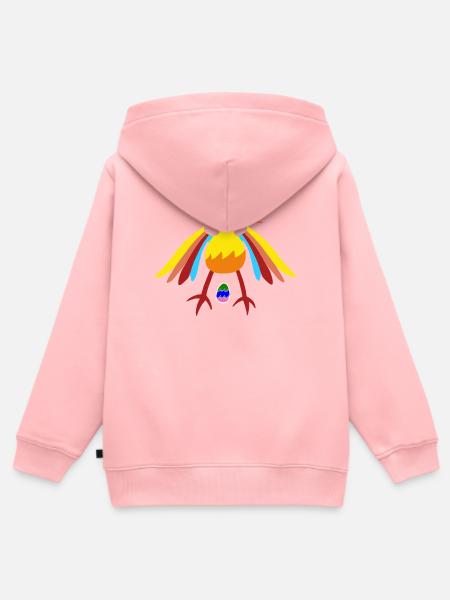 Regenbogengefiederter Vogel mit Ei-Illustration - Kinder Premium Organic Zip Hoodie - Rosa