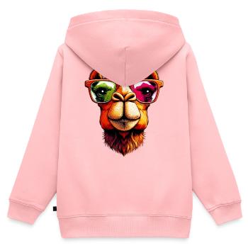 Kamel - Kinder Premium Organic Zip Hoodie - Rosa - Hinten - AI Model Kid Female (0cm)