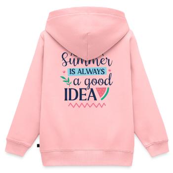 Sommer ist immer eine gute Idee - Kinder Premium Organic Zip Hoodie - Rosa - Hinten - AI Model Kid Female (0cm)