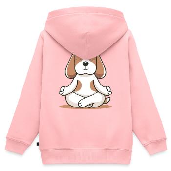 Meditierender Beagle – Ruhe & Achtsamkeit - Kinder Premium Organic Zip Hoodie - Rosa - Hinten - AI Model Kid Female (0cm)