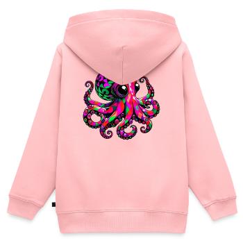 Pieuvre - Sweat Premium à capuche zippé enfant bio - rose - Dos - AI Model Kid Female (0cm)