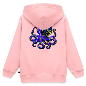 Pieuvre - Sweat Premium à capuche zippé enfant bio - rose - Dos - AI Model Kid Female (0cm)