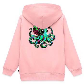 Pieuvre - Sweat Premium à capuche zippé enfant bio - rose - Dos - AI Model Kid Female (0cm)