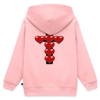 Coeur Coeurs Croix Croix Crucifix - Sweat Premium à capuche zippé enfant bio - rose - Dos - AI Model Kid Female (0cm)