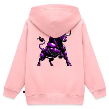Stier - Kinder Premium Organic Zip Hoodie - Rosa - Hinten - AI Model Kid Female (0cm)