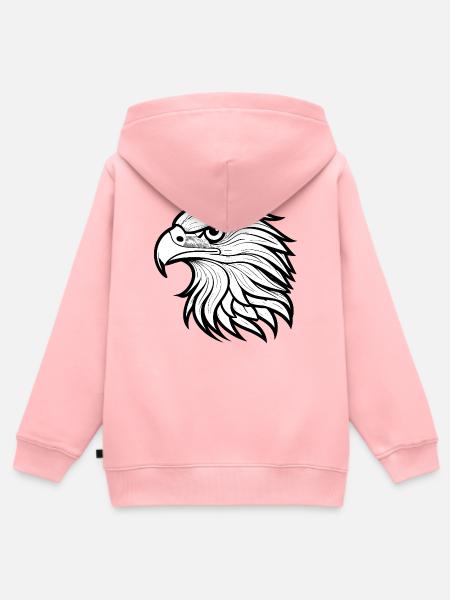 Stilvolle Adlerkopf-Illustration - Kinder Premium Organic Zip Hoodie - Rosa