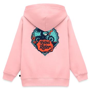 Rebell Rider - Kinder Premium Organic Zip Hoodie - Rosa - Hinten - AI Model Kid Female (0cm)