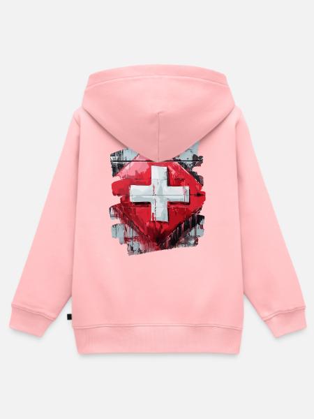 Schweizer Flagge Schweiz - Kinder Premium Organic Zip Hoodie - Rosa