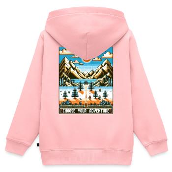 Retro Gaming Abenteuer - Kinder Premium Organic Zip Hoodie - Rosa - Hinten - AI Model Kid Female (0cm)