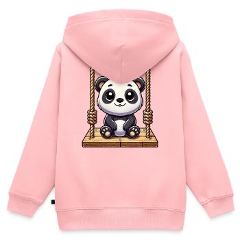 Süßer Cartoon Panda auf Schaukel Spielplatz - Kinder Premium Organic Zip Hoodie - Rosa - Hinten - AI Model Kid Female (0cm)