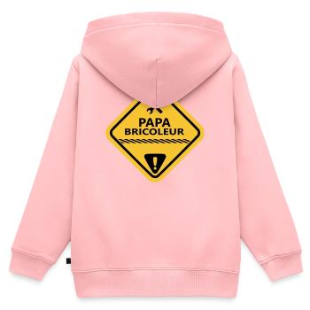Papa bricoleur - Sweat Premium à capuche zippé enfant bio - rose - Dos - AI Model Kid Female (0cm)