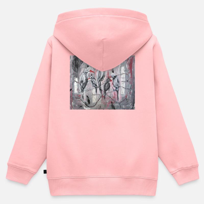 Corbeaux - Sweat Premium à capuche zippé enfant bio - rose