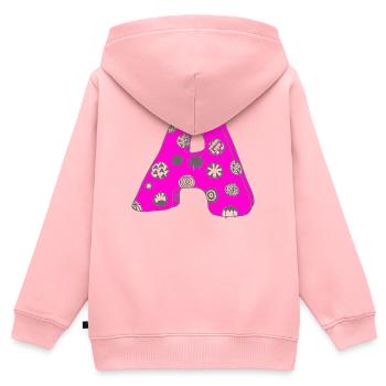 Buchstabe A mit Charakter in pink - Kinder Premium Organic Zip Hoodie - Rosa - Hinten - AI Model Kid Female (0cm)
