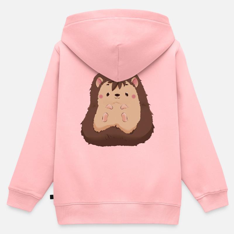 Hérisson - Sweat Premium à capuche zippé enfant bio - rose