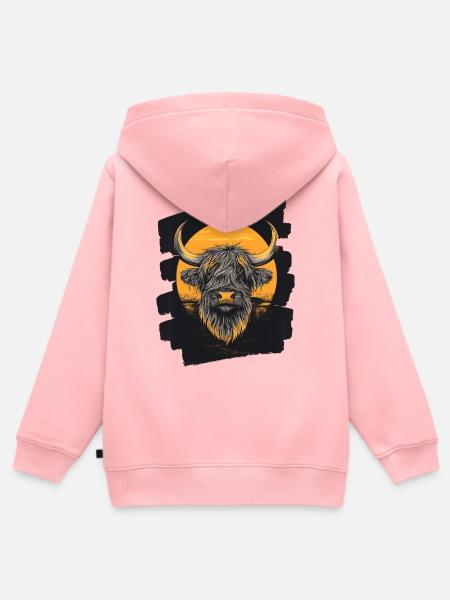 Schottisches Hochlandrind - Kinder Premium Organic Zip Hoodie - Rosa