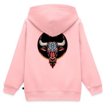 Patriotischer Stierkopf, ein amerikanischer Stier. - Kinder Premium Organic Zip Hoodie - Rosa - Hinten - AI Model Kid Female (0cm)