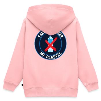 Retten Sie den Ozean - Kinder Premium Organic Zip Hoodie - Rosa - Hinten - AI Model Kid Female (0cm)