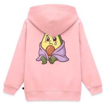 Avocat triste - Sweat Premium à capuche zippé enfant bio - rose - Dos - AI Model Kid Female (0cm)
