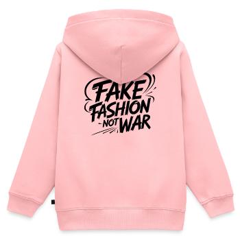 Fake Fashion not War - Kinder Premium Organic Zip Hoodie - Rosa - Hinten - AI Model Kid Female (0cm)