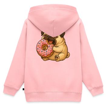 Süßer Mops mit Donut Cartoon Lustig Fressen - Kinder Premium Organic Zip Hoodie - Rosa - Hinten - AI Model Kid Female (0cm)