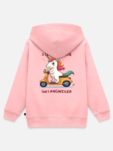 Roller-Einhorn - Kinder Premium Organic Zip Hoodie - Rosa