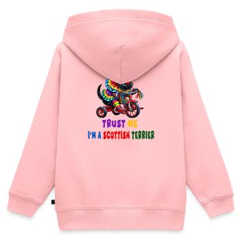 Clown Terrier auf Dreirad - Kinder Premium Organic Zip Hoodie - Rosa - Hinten - AI Model Kid Female (0cm)