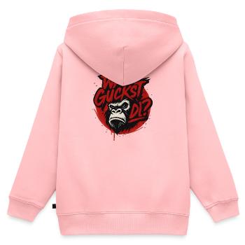 Was guckst du? - Kinder Premium Organic Zip Hoodie - Rosa - Hinten - AI Model Kid Female (0cm)