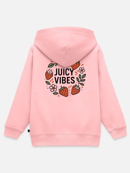 Juicy Vibes - Sommerdesign mit Erdbeeren - Kinder Premium Organic Zip Hoodie - Rosa