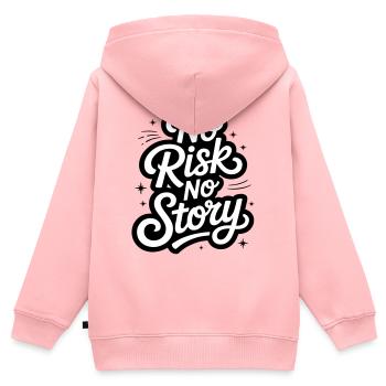 No Risk No Story - Kinder Premium Organic Zip Hoodie - Rosa - Hinten - AI Model Kid Female (0cm)