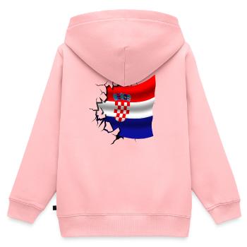 Bandera de Croacia - Kroatien - Flagge Broken Design - Kinder Premium Organic Zip Hoodie - Rosa - Hinten - AI Model Kid Female (0cm)