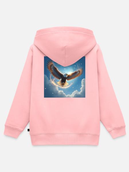 Krafttier Adler am Himmel - Kinder Premium Organic Zip Hoodie - Rosa