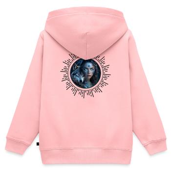 Heavenly Alliance: Der Wolf und die schöne Frau - Kinder Premium Organic Zip Hoodie - Rosa - Hinten - AI Model Kid Female (0cm)