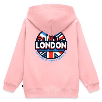 Fatigué de Londres - Sweat Premium à capuche zippé enfant bio - rose - Dos - AI Model Kid Female (0cm)