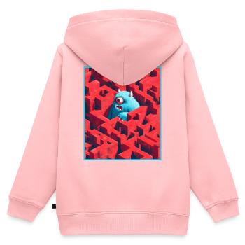Monster Labyrinth - Kinder Premium Organic Zip Hoodie - Rosa - Hinten - AI Model Kid Female (0cm)