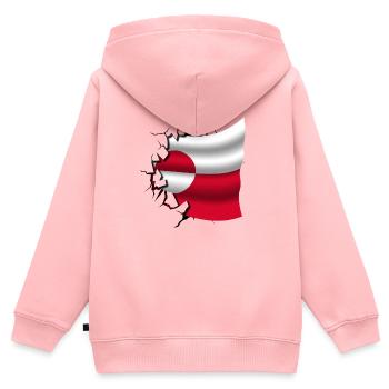 Bandera de Groenlandia - Grönland - Flagge zerbrochen - Kinder Premium Organic Zip Hoodie - Rosa - Hinten - AI Model Kid Female (0cm)